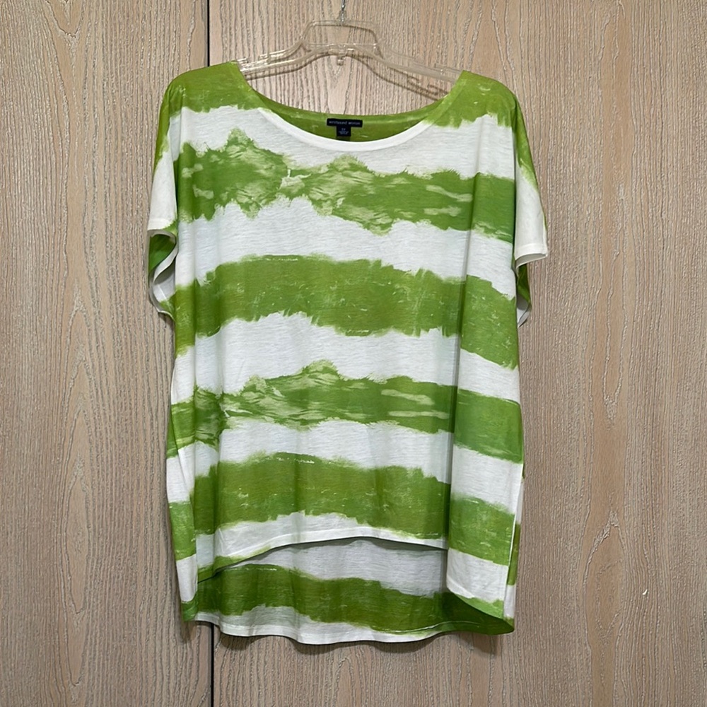 Westbound Green and White Boxy Short Sleeve Tee